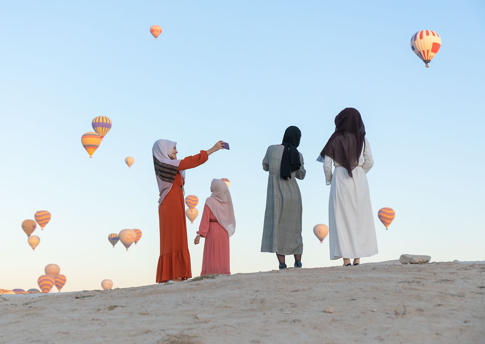 Every country... Muslim girls enjoy ballon backdrops - I was scrabbling for the perfect alignment (everything is moving)