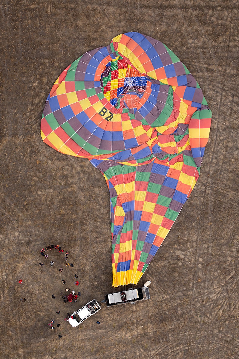 Hovering over a deflated balloon - it's fabulous to shoot imagery directly downwards