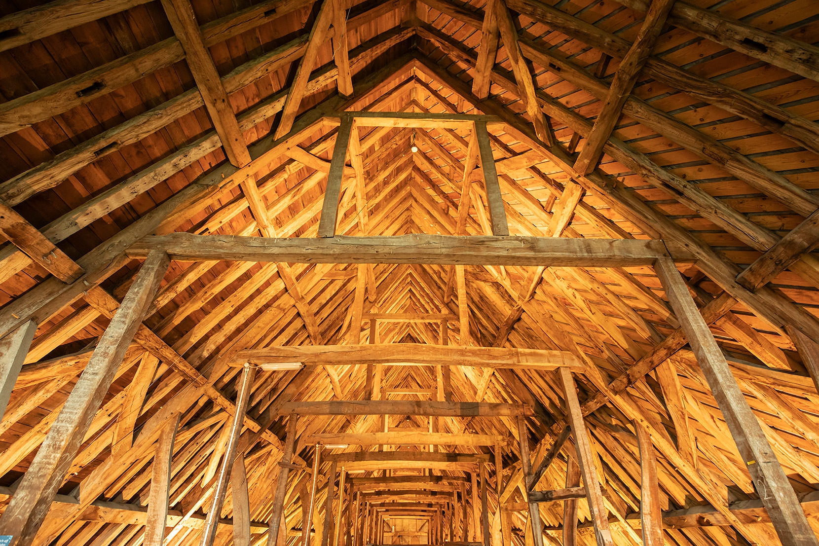 The roof space above the nave is literally an historic timber frame museum.