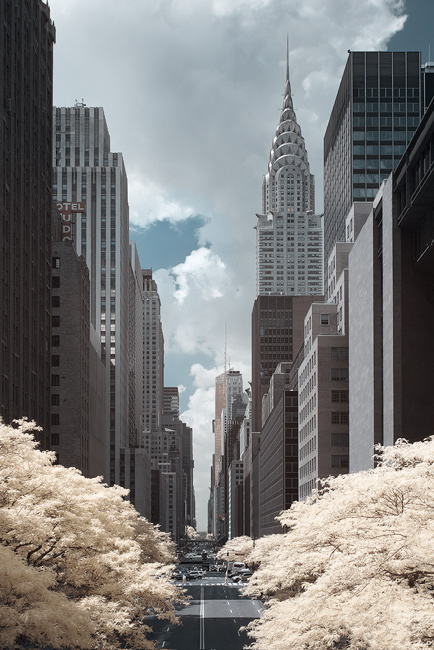 42nd Street in infrared, Manhattan.