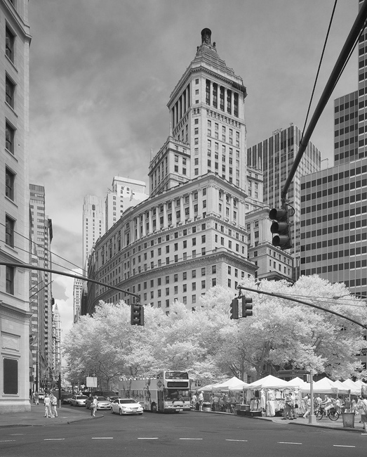 Financial District, wonderful art deco building in infrared, New York