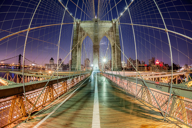 Brooklyn Bridge, photographed with a Sigma 15mm Fisheye - New York
